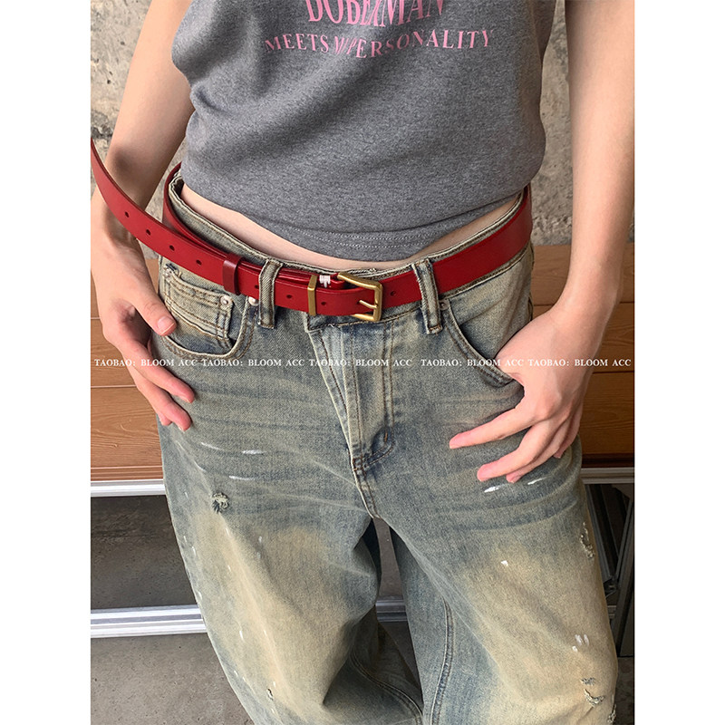 高品质头层牛皮经典复古腰带真皮皮带简约纯色高级感配饰带裤带