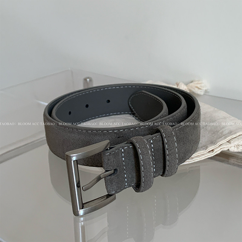 高级灰磨砂绒面真皮腰带银色方扣简约休闲时尚百搭裤带皮带,服饰配件/皮带/帽子/围巾,腰带/皮带/腰链,淘宝优惠券,粉丝福利购,淘宝优惠卷