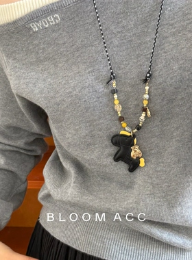 2026新款马上有钱编绳串珠项链高级感小众设计毛衣链时尚气质项饰