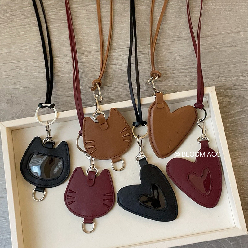 韩国ins皮质爱心猫咪零钱包挂件项链女可爱百搭时尚配饰毛衣链