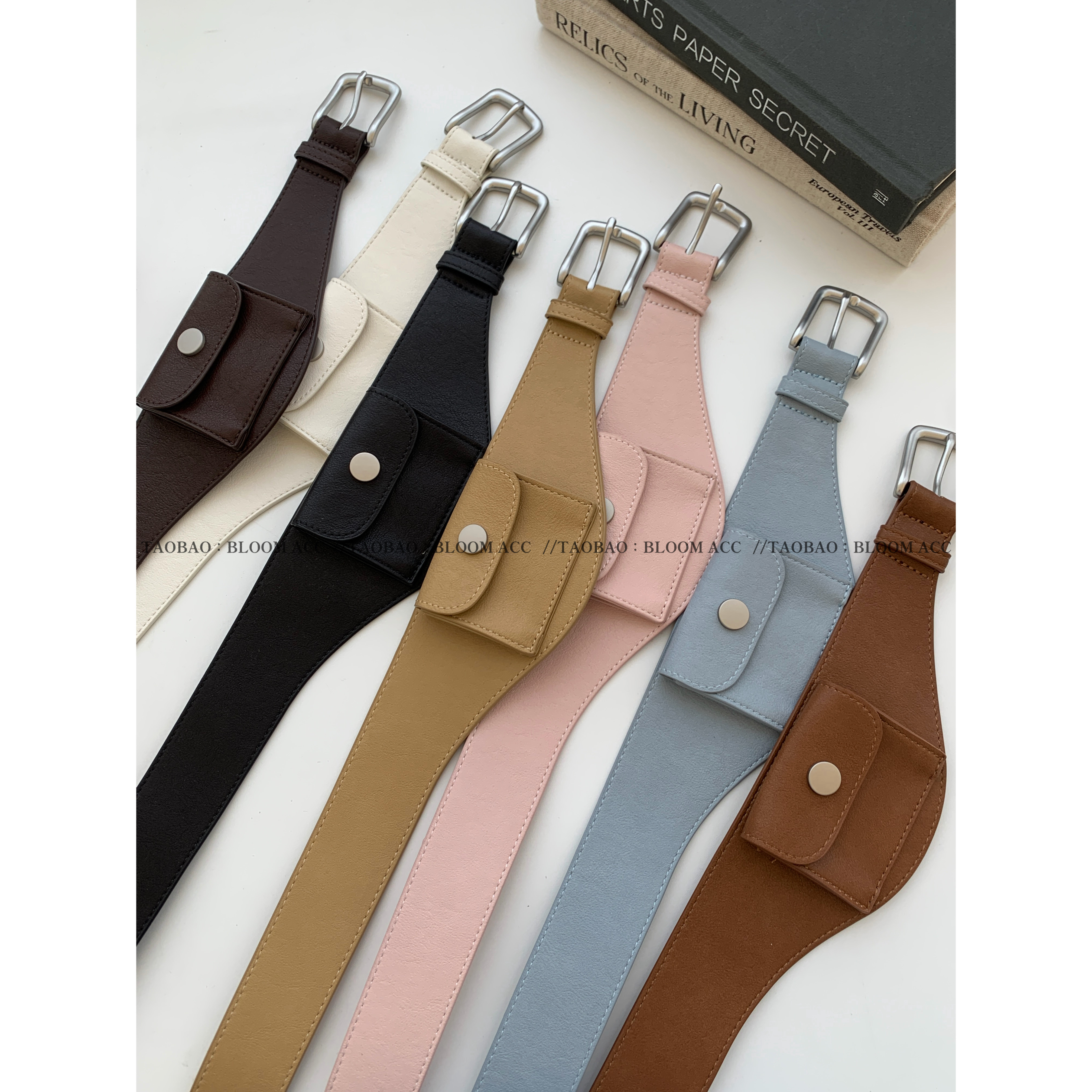 韩国东大门欧尼同款皮革连体腰带包高级感休闲时尚腰间皮带配饰带