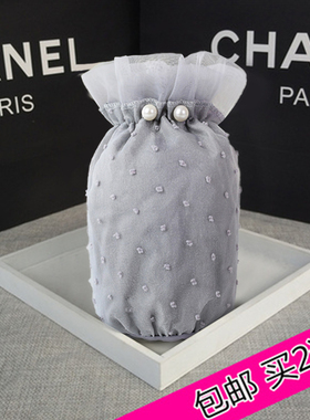 秋冬季蕾丝袖套女短款护袖韩版办公室套袖防污手袖羽绒服灰色袖头