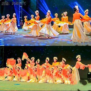 小荷风采俏红狐儿童古典舞烫钻渐层套装扇子舞演出服剧目装表演服