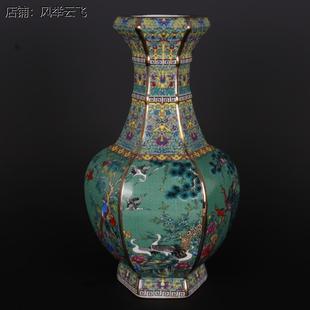 东瓶西镜摆件实木台式镜仿古工艺瓷器瓶中堂条案装饰摆件东瓶西镜