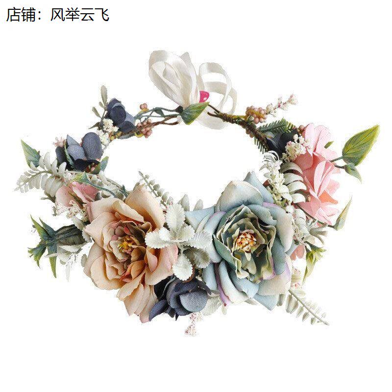 花环头饰成人复古森系花环角色扮演优雅玫瑰花圈紧密饱满花冠新款