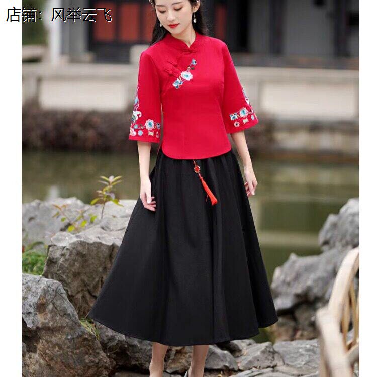 中国风汉服改良版旗袍斜