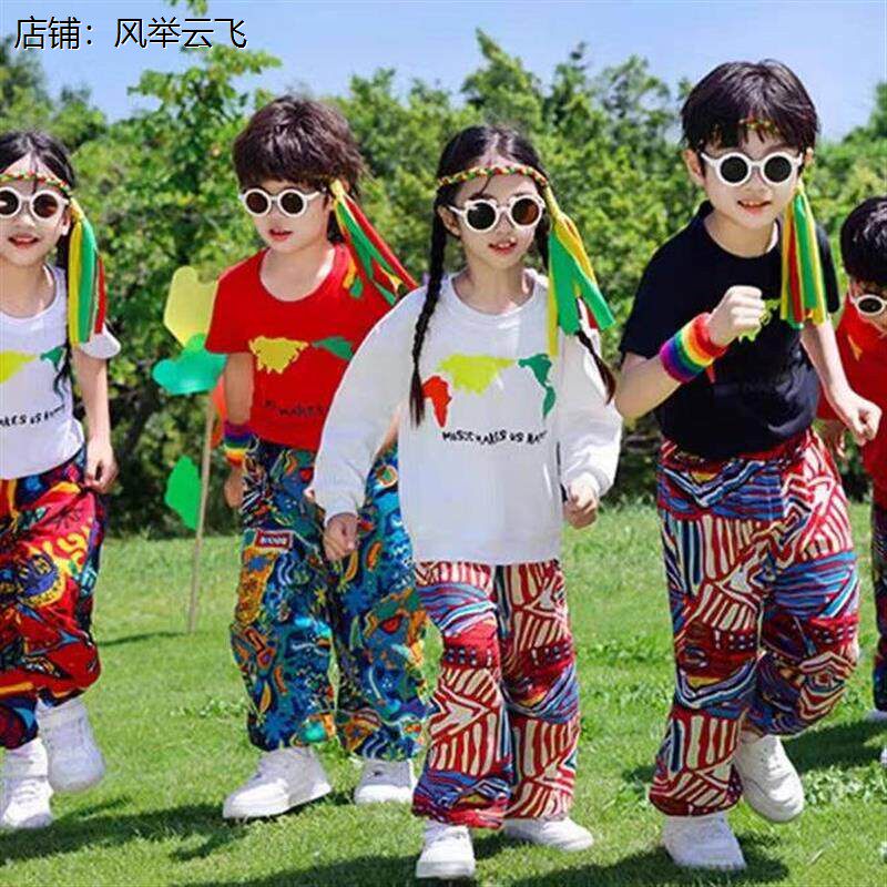 新款少儿非洲鼓演出服幼儿舞蹈啦啦队运动会时尚民族风毕业表演服