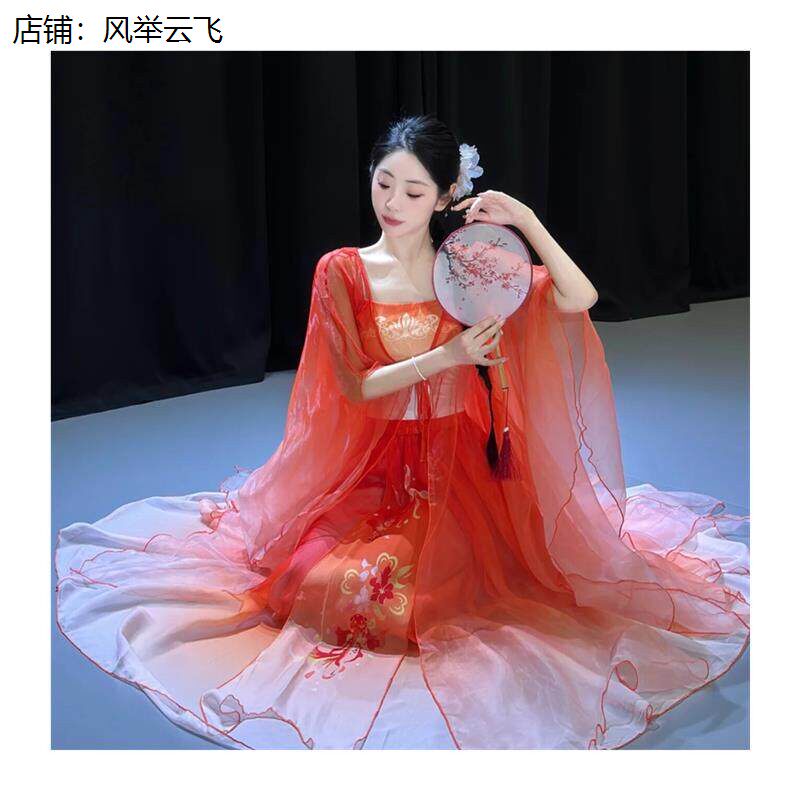 长安三万里古典舞大袖衫超仙飘逸小雨演出服古风大摆裙锦鲤表演服