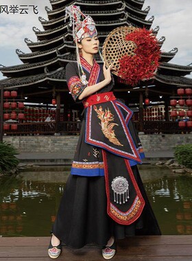 新畲族服装女少数民族服饰成人高端传统盛装刺绣凤冠舞蹈演出长裙