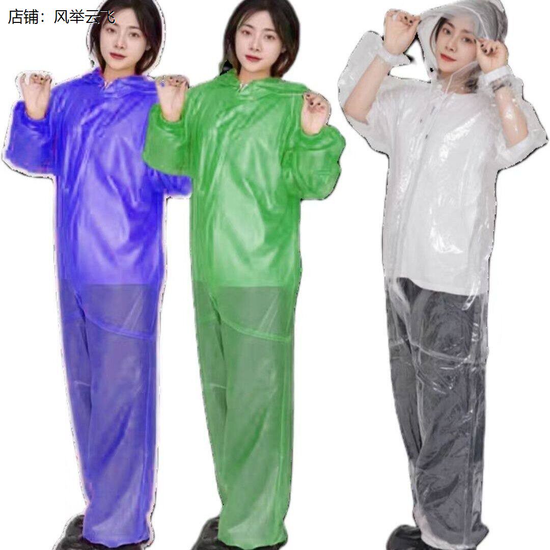漂流专用雨衣加厚连体雨衣成人外穿大码非一次性骑车透明连体雨衣