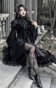 【尾款】暗黑哥特风黑紫茶会姬袖不规则JSK