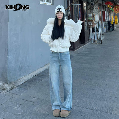 满天星爆闪烫钻直筒牛仔