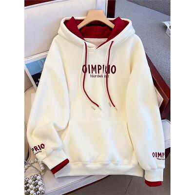 杏色连帽卫衣女款2025春