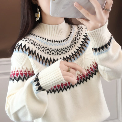 费尔岛半高领2025学生毛