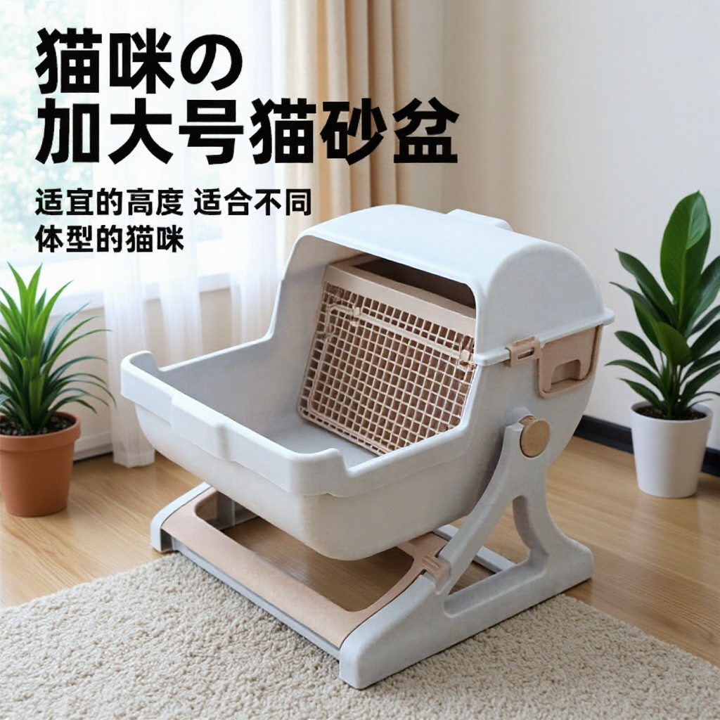 半自动免铲屎半封闭猫砂盆加大