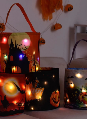 2025新款万圣节幼儿园讨糖袋儿童手提南瓜灯桶糖果包提篮小礼物袋