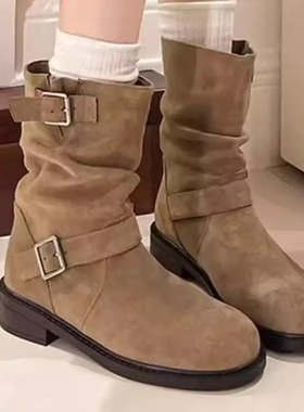 秋冬新款迪家复古羊京绒短靴68609