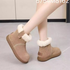 牛翻皮 羊卷毛 雪地靴 娇家8162