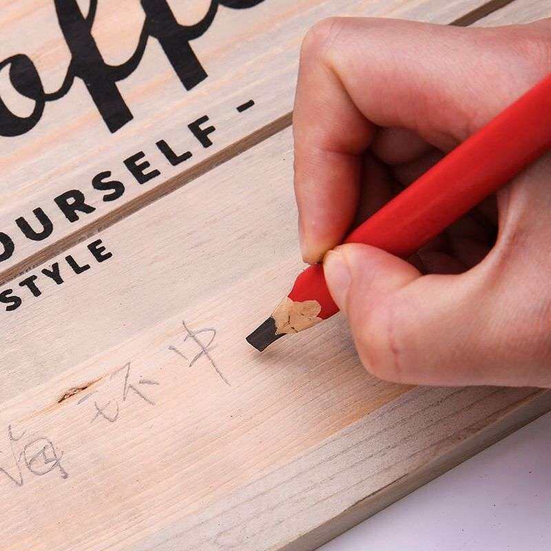 中华牌木工铅笔划线工具 中华长城555铅笔黑色宽扁头粗芯特种铅笔