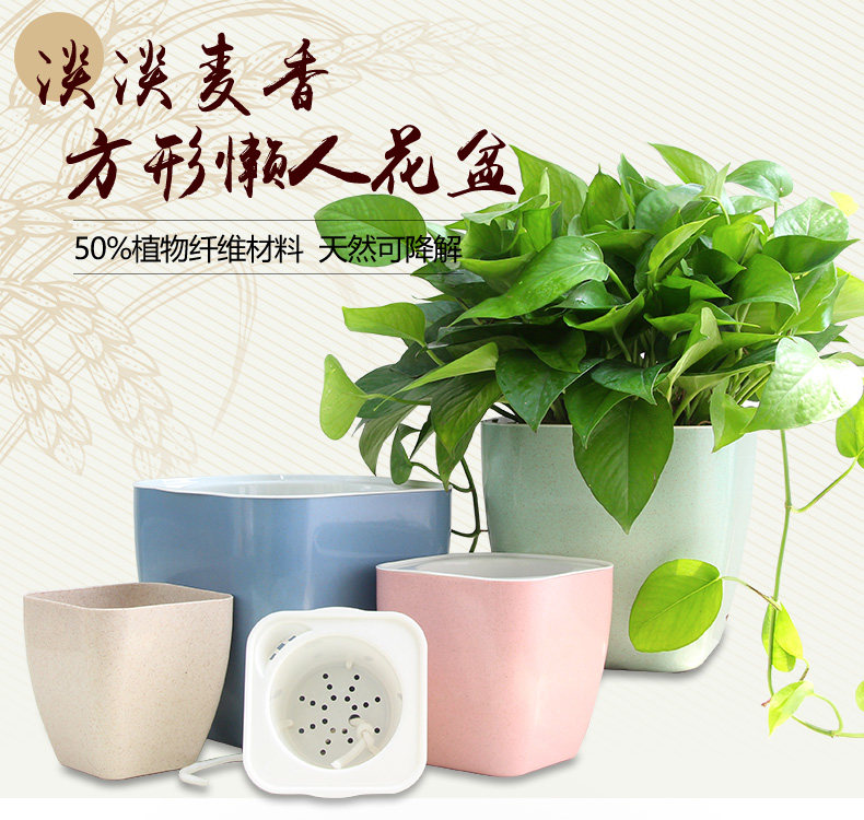 方形懒人花盆自吸水免浇水绿萝土培水培加厚塑料仿玻璃创意花盆|ruв категории доставка цветов/цветок моделирования/растения садоводства, ваза/цветок/горшок/цветок (новый), горшок - от Buy2taobao.com для оказания профессиональной услуги покупки агента Taobao
