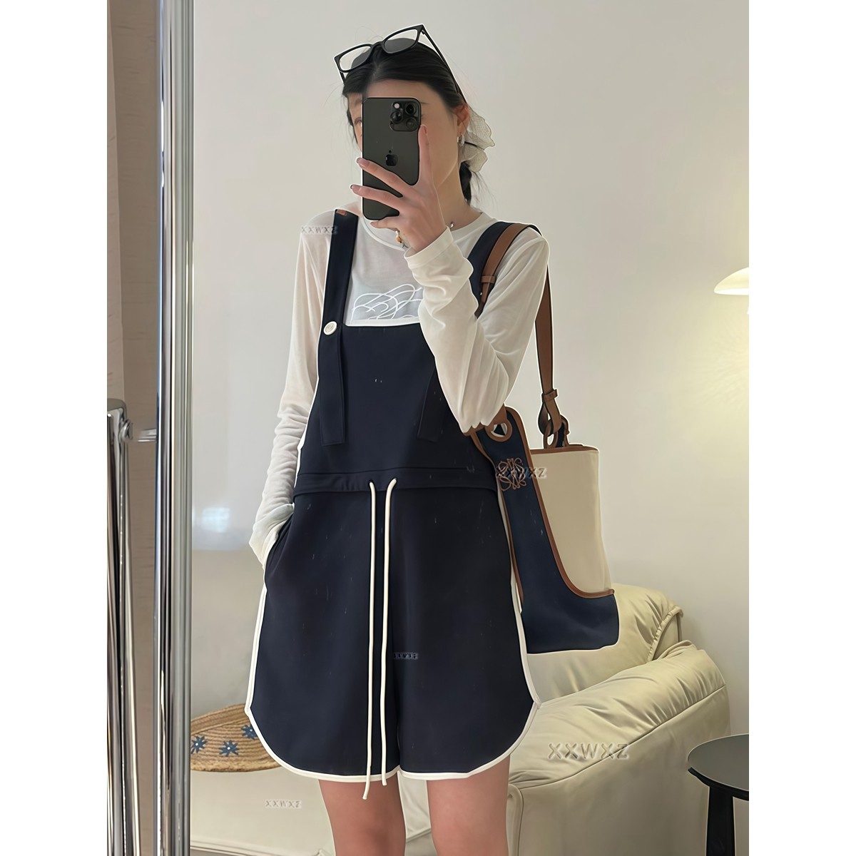 大码韩国女装夏季新款胖mm潮流洋气学院日记时尚休闲百搭背带短裤