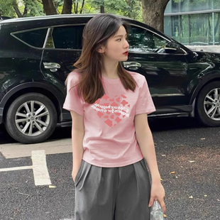 专柜商场撤回国际剪标余单尾单女装粉色下衣失踪短袖T恤上衣