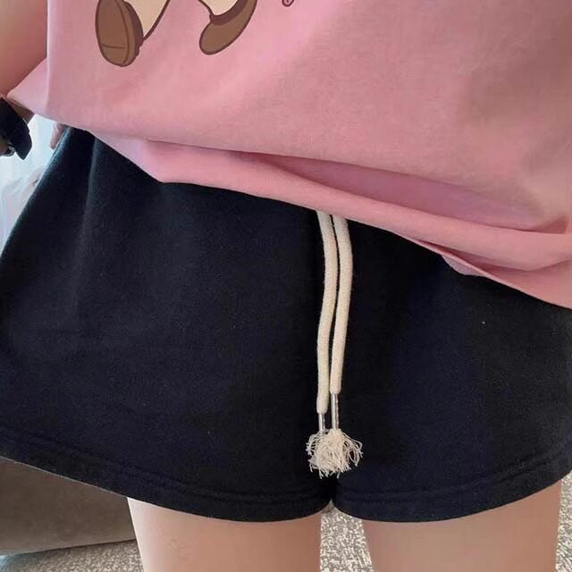 韩国东大门2025夏季新款水洗灰蓝色圈圈刺绣B字母短裤休运动裤女