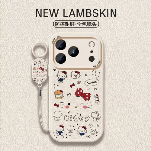 【hello Kitty】凯蒂猫适用iPhone17/16promax手机壳红米K80全包vivoS30华为mete80羊皮一加13小米17/15proMa