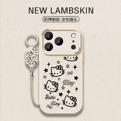 【hello Kitty】猫咪适用iPhone17/16promax手机壳红米K80全包vivoS30华为mete80羊皮一加13小米17/15proMax