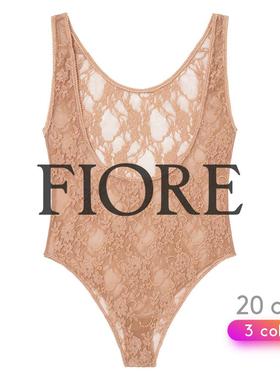 Fiore波点透明睡衣进口女透视性感约会战袍情趣紧身叉子连体衣