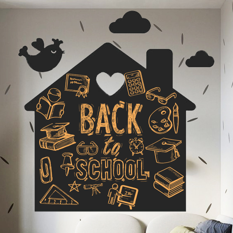自粘黑板贴卧室卡通装饰墙面可擦写房间写字教学墙贴绘画幼儿园