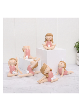 瑜伽兔女孩树脂小摆件