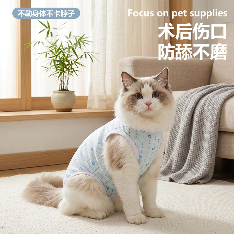 宠物猫咪夏季爆款透气防掉毛绝育服母猫产后衣服手术服防舔断奶服