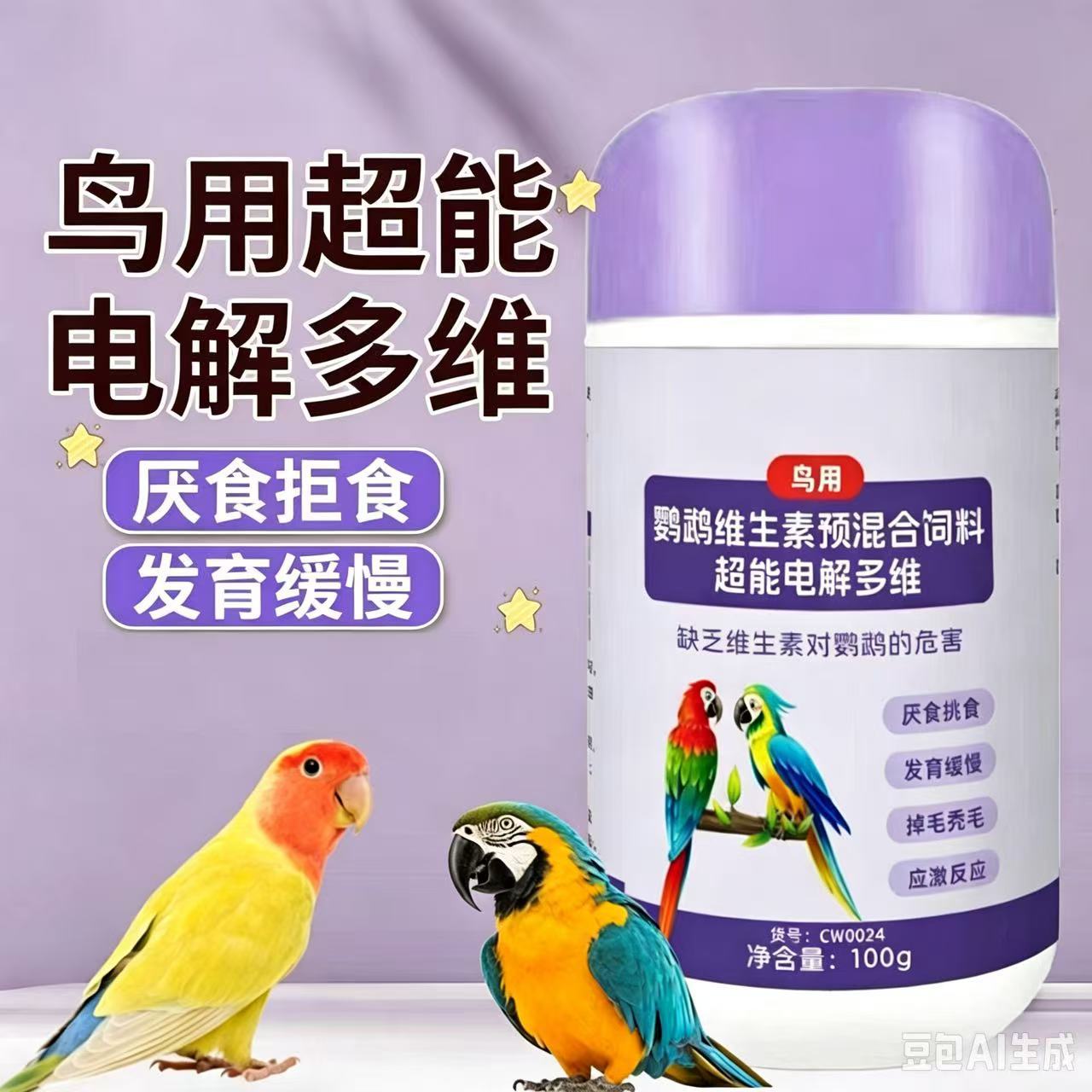 鹦鹉超能电解多维100g鸟用电解质小宠营养补充剂多维鹦鹉鸟类专用