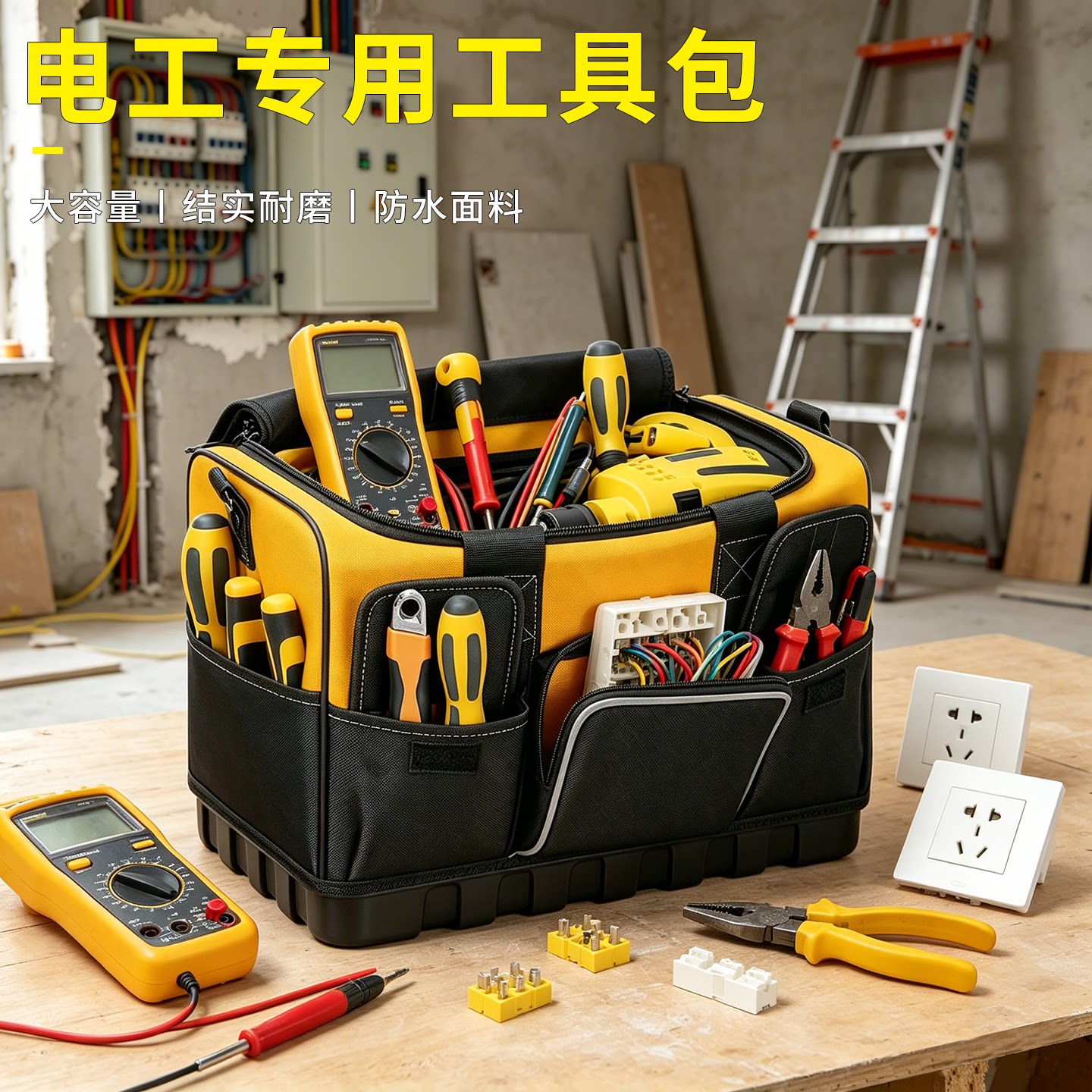 大容量硬底电工工具包防水牛津布图片
