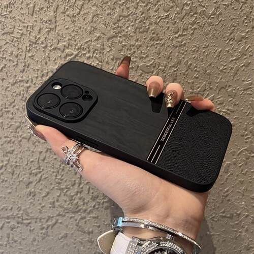 木纹拼接素皮高级感适用iphone18promax手机壳苹果17新款全包14磨砂13软边15硅胶xs防摔16男11网红女plus时尚