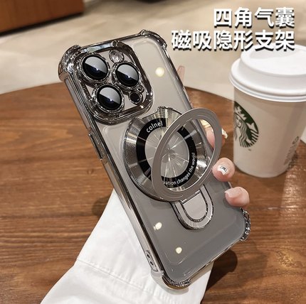 适用苹果15promax手机壳新款iPhone14Pro磁吸支架13四角气囊防摔12小众高级感12pro透明镜头全包11男女保护套