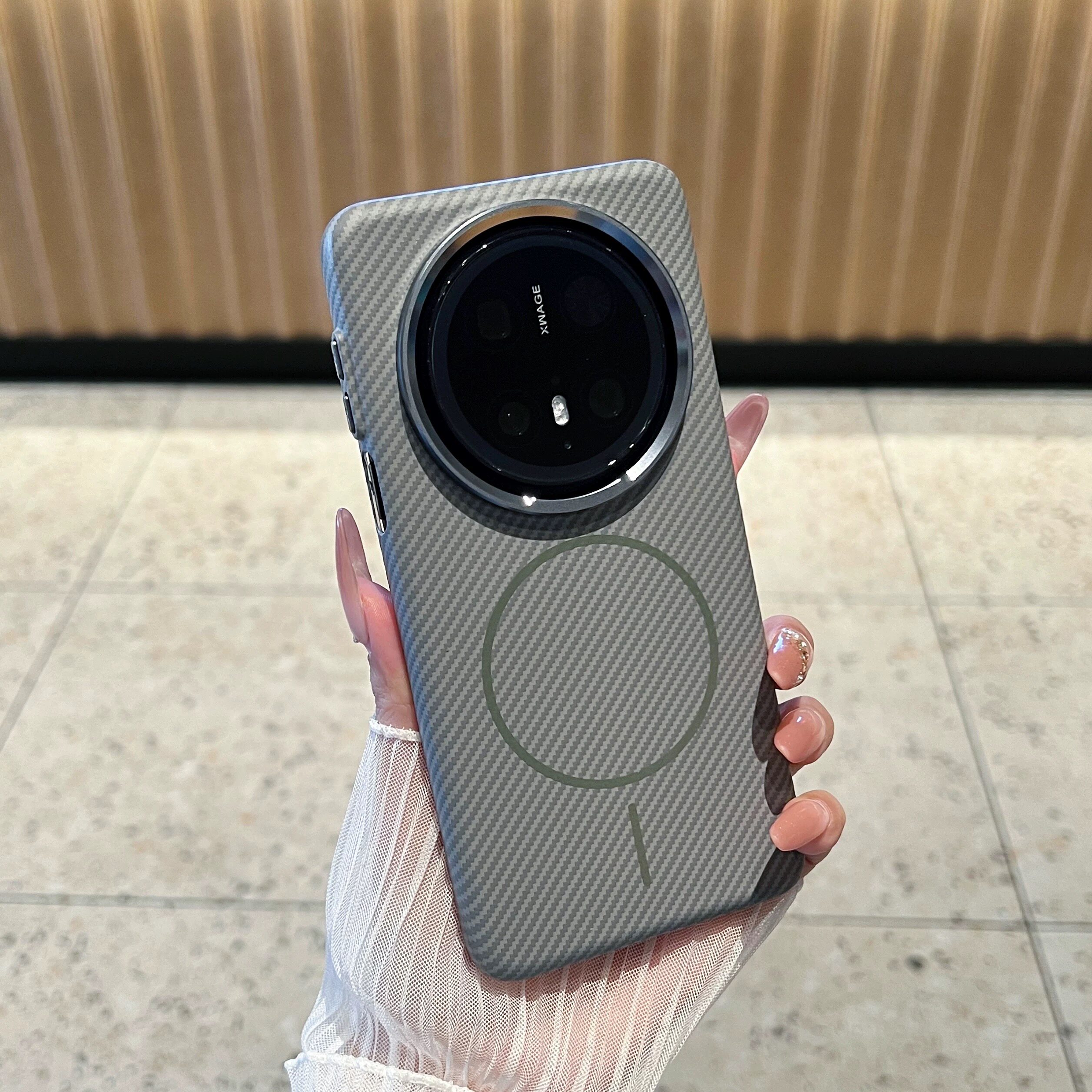 凯夫拉超薄碳纤维纹细圈磁吸适用华为Mate80pro+手机壳mate70肤感防指纹mate60Pro+创意时尚mate60潮流男女硬