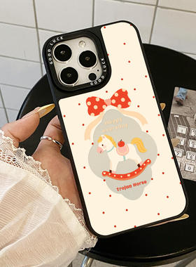 适用苹果iPhone17手机壳16promax快乐木马15pro卡通小马14蝴蝶结波点13promax可爱ins风11promax保护套