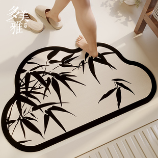 中式浴室地垫硅藻泥卫生间洗澡间厕所门口吸水地毯防滑速干踩脚垫