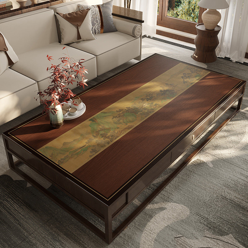 新中式皮革茶几垫防水防油免洗中国风餐桌桌布仿木纹桌面保护垫子,居家布艺,桌布,淘宝优惠券,粉丝福利购,淘宝优惠卷