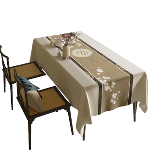 新中式禅意桌布古典中国风轻奢高级感餐桌布艺长方形客厅茶几桌布