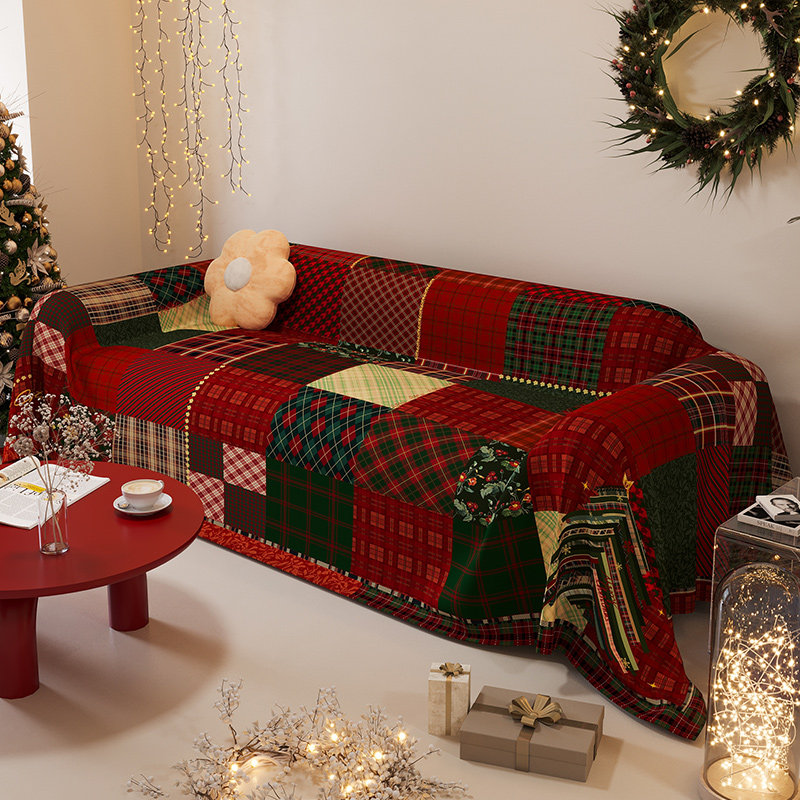 圣诞沙发盖布全盖沙发垫四季通用盖毯高级套罩防滑圣诞民宿沙发巾,居家布艺,沙发套,淘宝优惠券,粉丝福利购,淘宝优惠卷