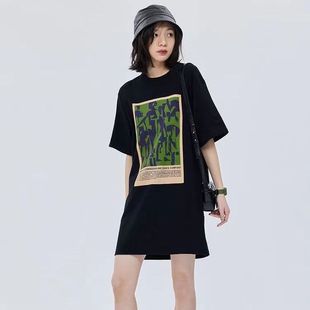 欧货大版下装消失t恤女中长款遮屁股大码200斤连衣裙高个子上衣盖