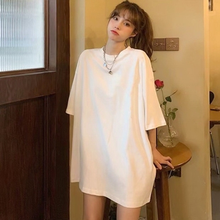 下装消失欧货大版中长款t恤女遮屁股大码200斤高个子加长版高级感