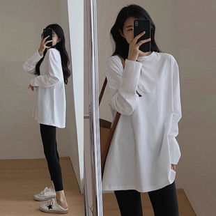 高个子遮臀白色下装消失中长款t恤女遮屁股大码200斤内搭打底衫盖