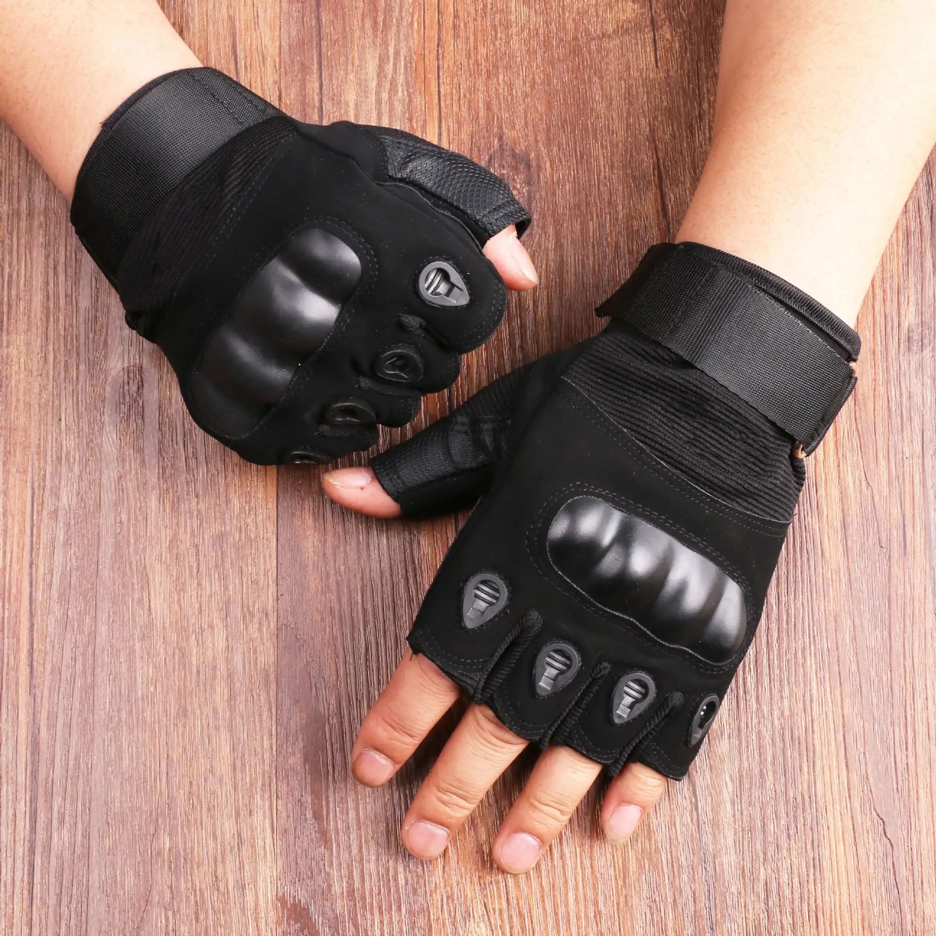 男女战术制式执勤警示户外防割防刺格斗半指全指冬季作训防身手套