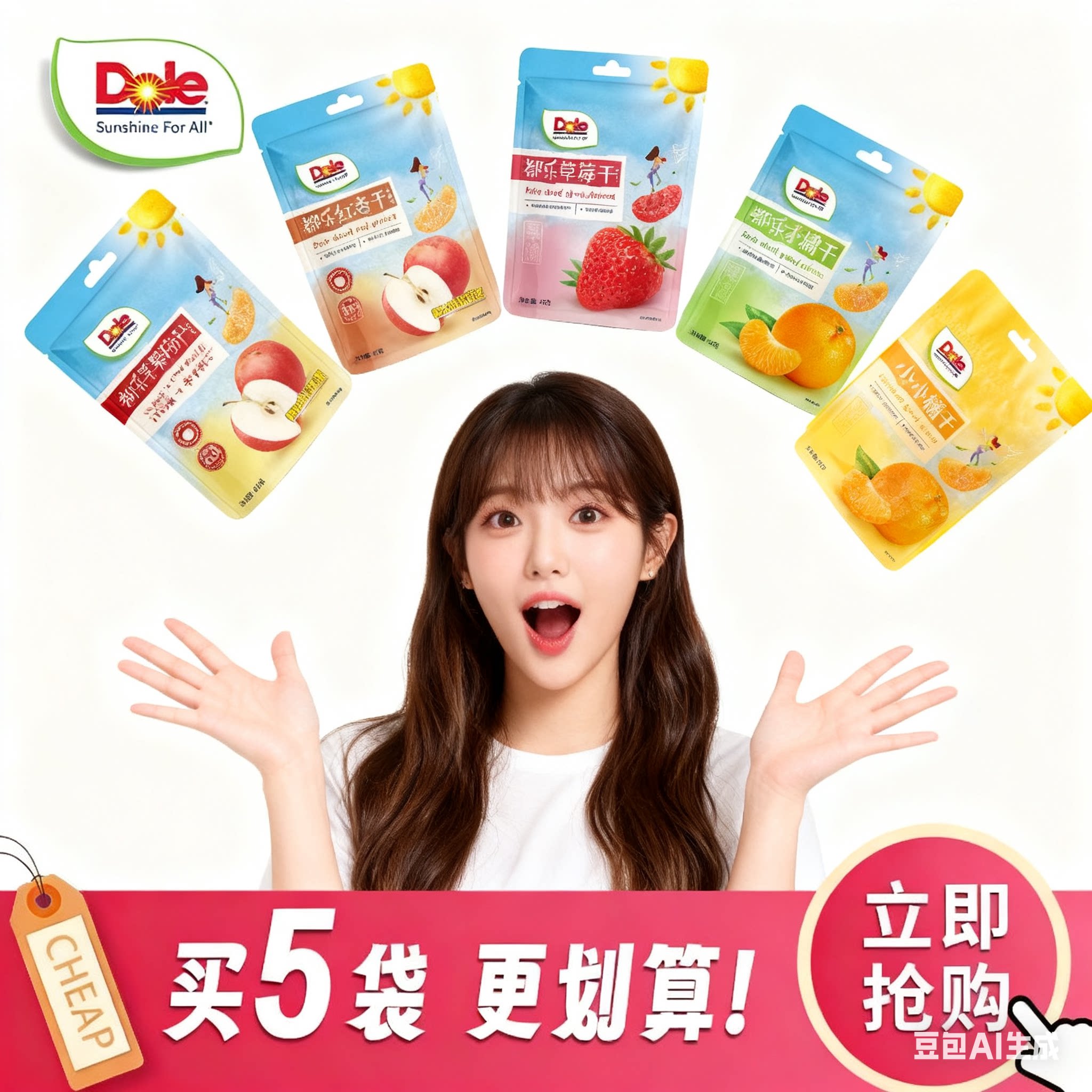 都乐小橘干DOLE红杏草莓黄桃柠檬苹果办公室休闲零食即食果脯果干