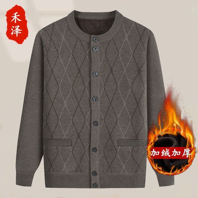 中老年爸爸秋冬加绒毛衣
