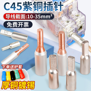 C45紫铜镀锡插针式DTD平方GTLC紫铜线鼻子接线端子空开断路器插针